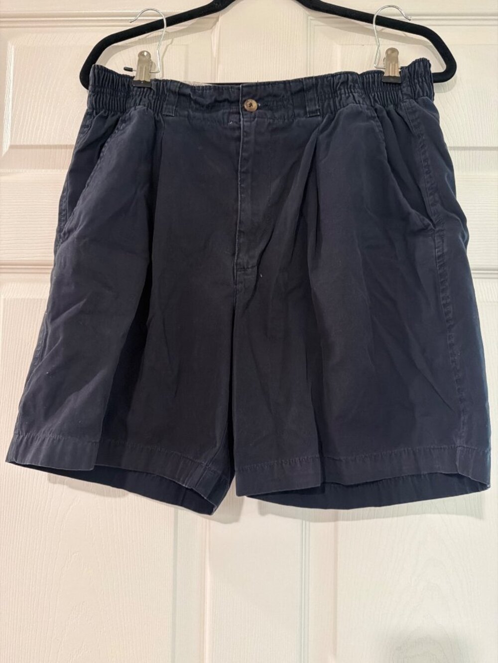 Bill Blass Casuals Mens Navy Cotton Elastic Waist Shorts W-34